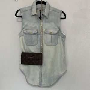 New! Women’s Ksubi New Conquista WAMP WAMP Sleeveless Denim Shirt Size M